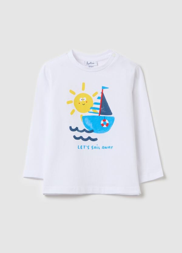 Ovs T-shirt maniche lunghe in cotone con stampa