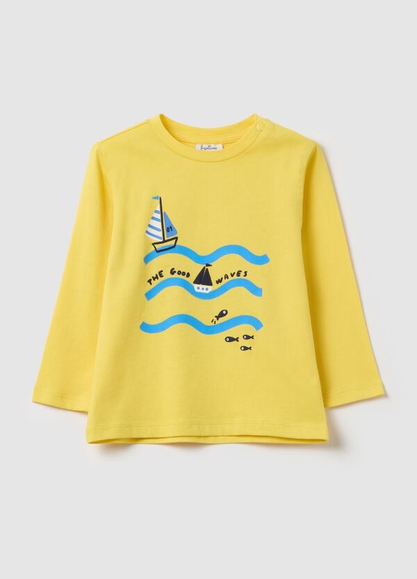 Ovs T-shirt maniche lunghe in cotone con stampa