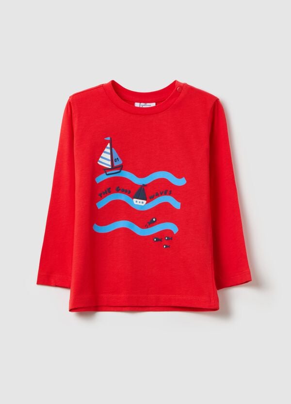 Ovs T-shirt maniche lunghe in cotone con stampa
