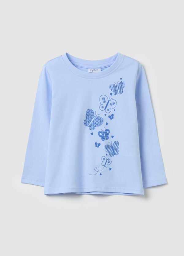 Ovs T-shirt maniche lunghe in cotone con stampa