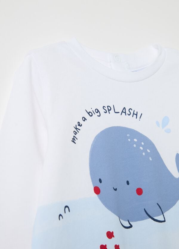 Ovs T-shirt Maniche Lunghe In Cotone Stampa Balena