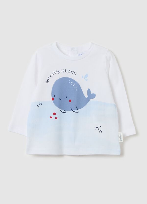 Ovs T-shirt maniche lunghe in cotone stampa balena