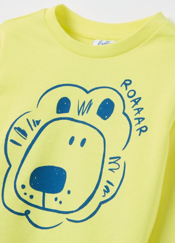 Ovs T-shirt Maniche Lunghe In Cotone Stampa Leone