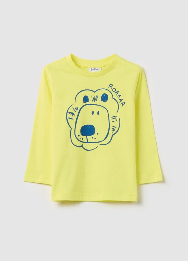 Ovs T-shirt maniche lunghe in cotone stampa leone