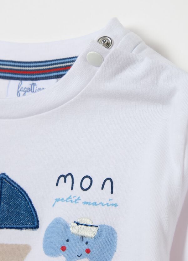 Ovs T-shirt Maniche Lunghe In Cotone Stampa Marina