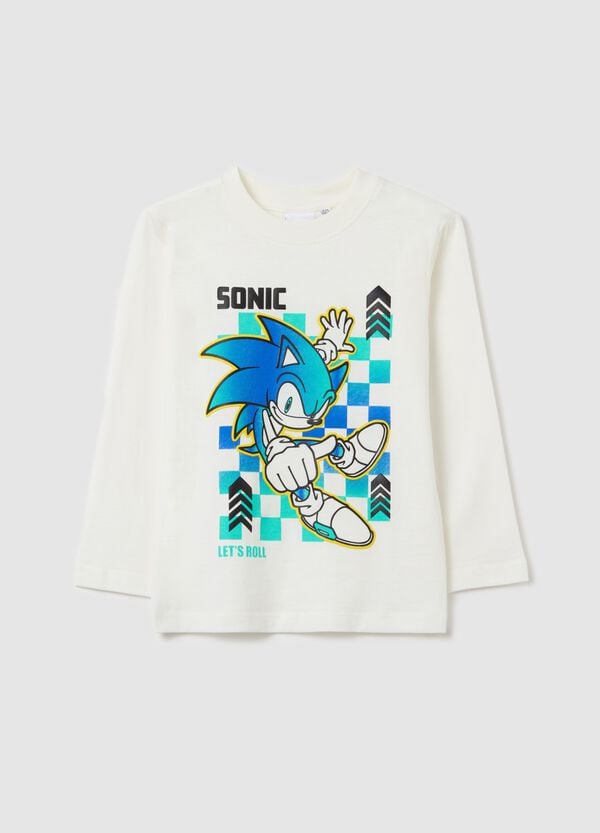 Ovs T-shirt maniche lunghe in cotone stampa Sonic