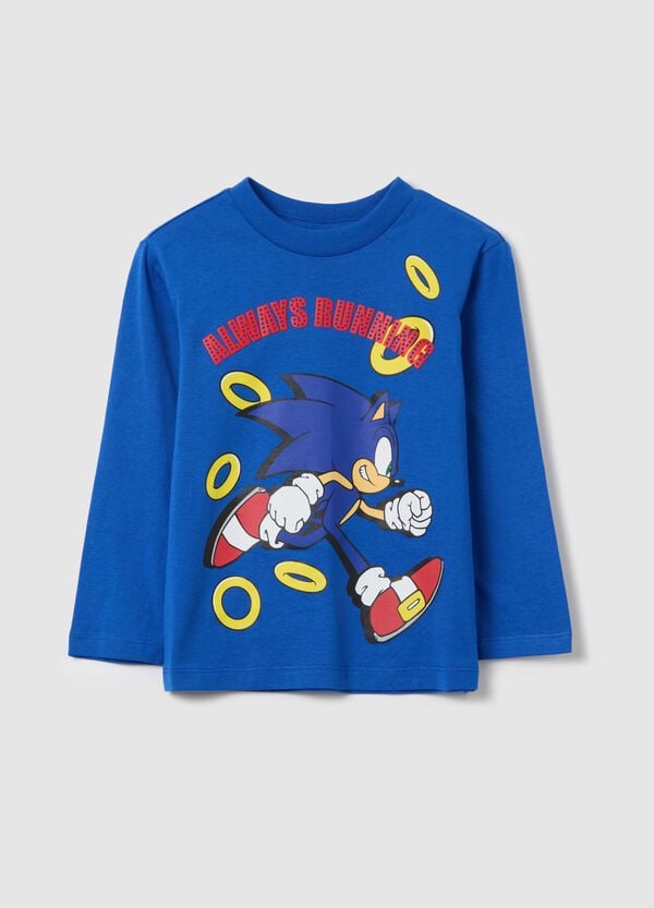 Ovs T-shirt maniche lunghe in cotone stampa Sonic