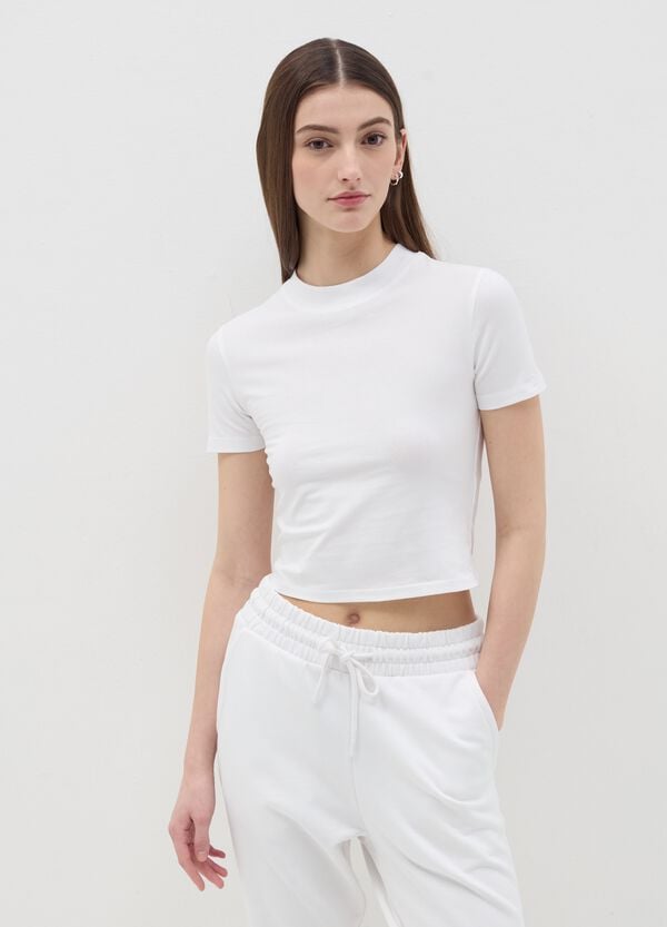 Ovs T-shirt mock neck in cotone stretch