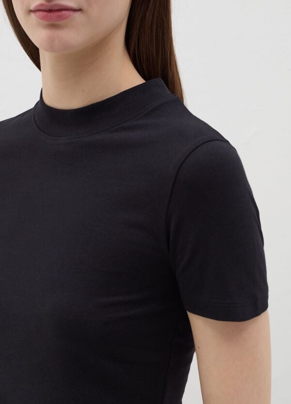 Ovs T-shirt Mock Neck In Cotone Stretch