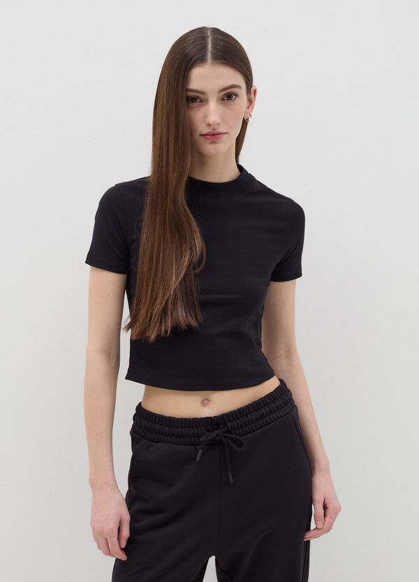 Ovs T-shirt Mock Neck In Cotone Stretch