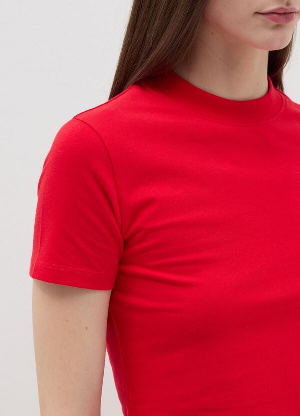 Ovs T-shirt Mock Neck In Cotone Stretch