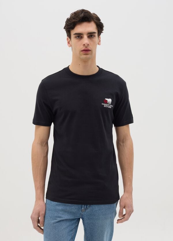 Ovs T-shirt Nera A Maniche Corte Canada's Trail