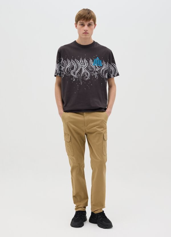 Ovs T-shirt Nera A Maniche Corte Con Stampa