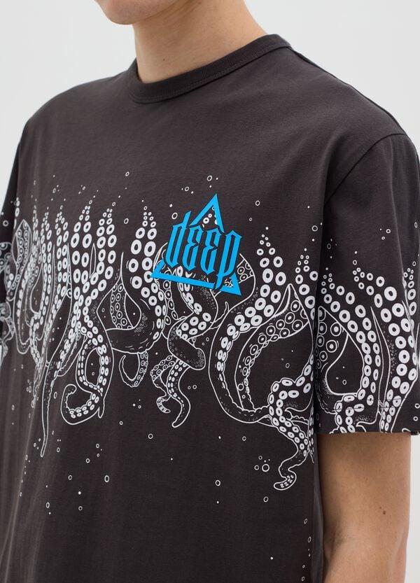 Ovs T-shirt Nera A Maniche Corte Con Stampa