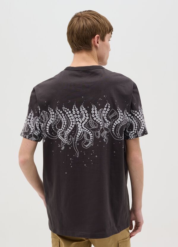 Ovs T-shirt Nera A Maniche Corte Con Stampa