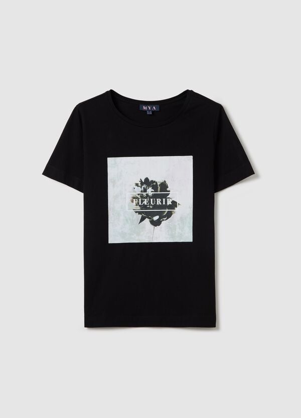 Ovs T-shirt nera a maniche corte in cotone Curvy