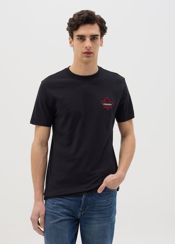 Ovs T-shirt Nera Con Logo Canada's Trail