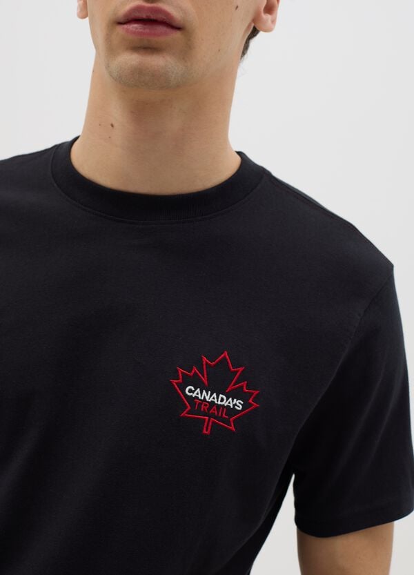 Ovs T-shirt Nera Con Logo Canada's Trail