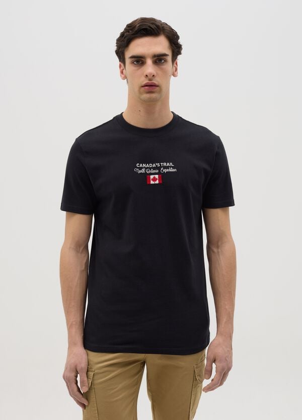 Ovs T-shirt Nera Con Logo Canada's Trail