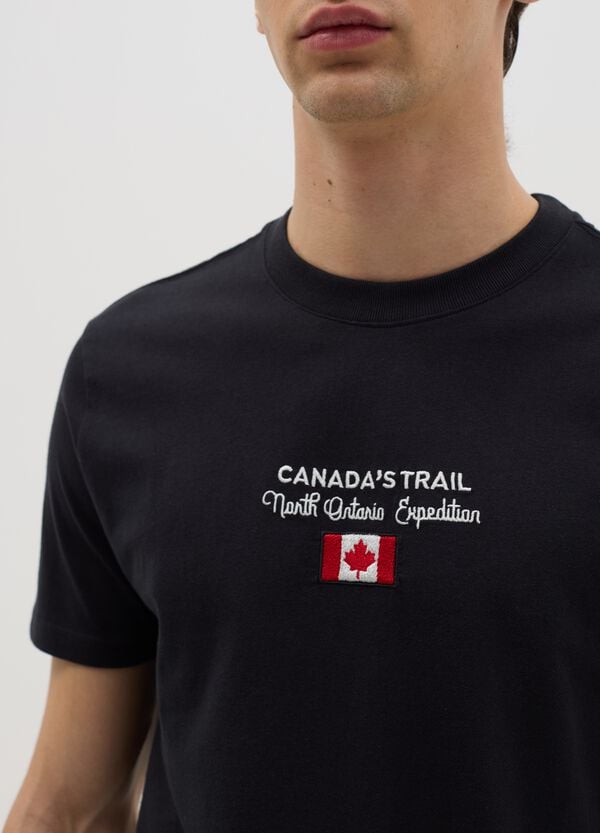 Ovs T-shirt Nera Con Logo Canada's Trail