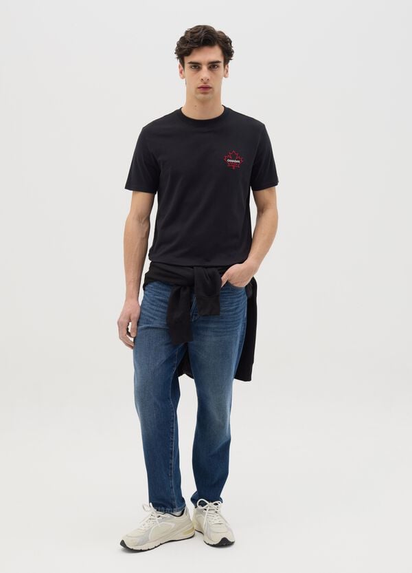 Ovs T-shirt nera con logo Canada's Trail