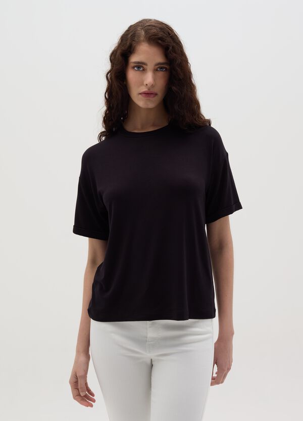 Ovs T-shirt nera con maniche a kimono