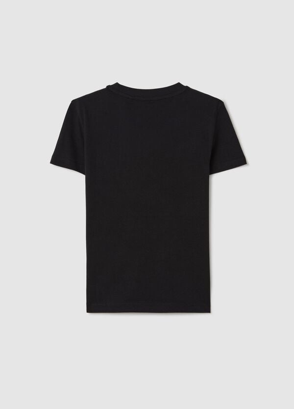 Ovs T-shirt Nera Essential In Cotone Bio