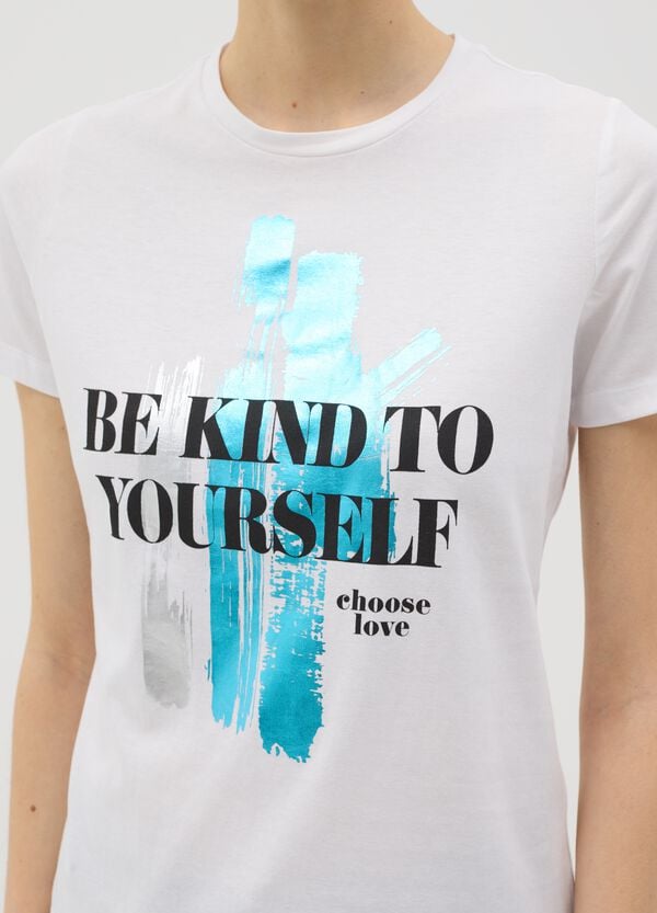 Ovs T-shirt Nera In Cotone Con Stampa In Foil