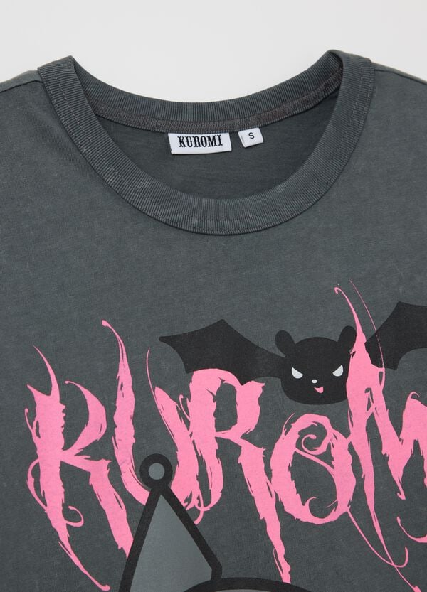 Ovs T-shirt Nera In Cotone Con Stampa Kuromi