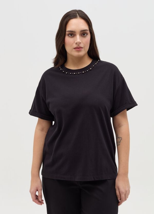 Ovs T-shirt oversize con applicazioni Curvy