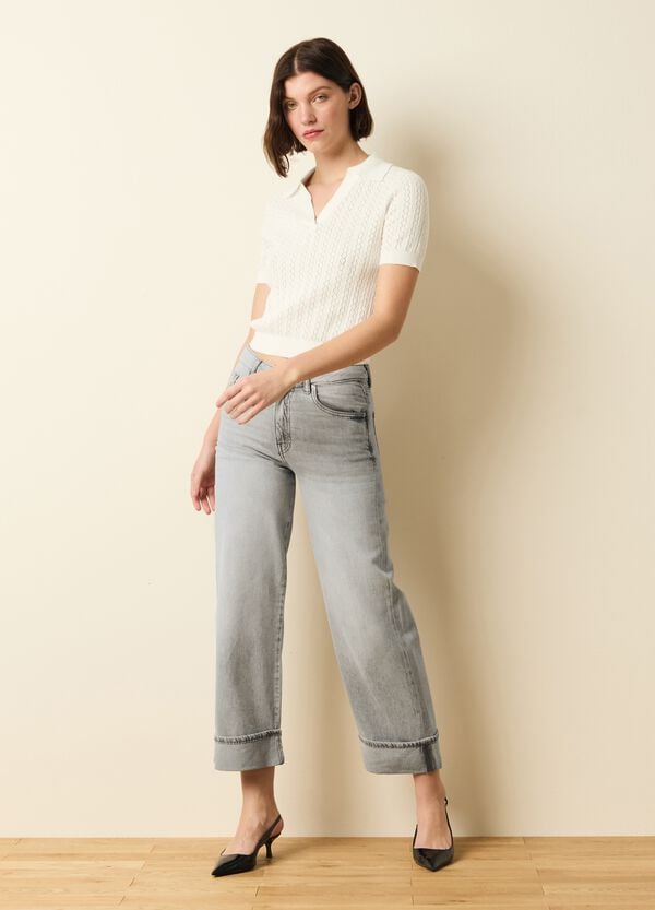 Ovs T-shirt pointelle con scollo a polo