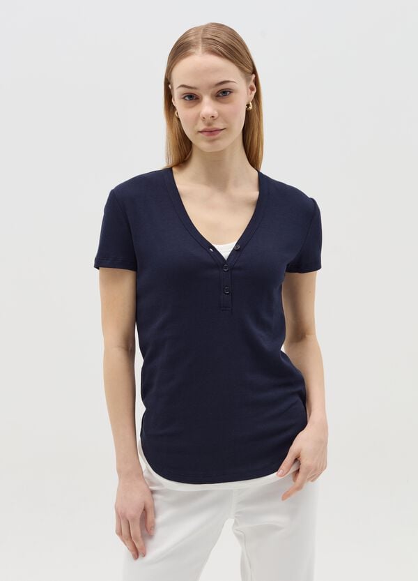 Ovs T-shirt Premaman A Costine Scollo Serafino