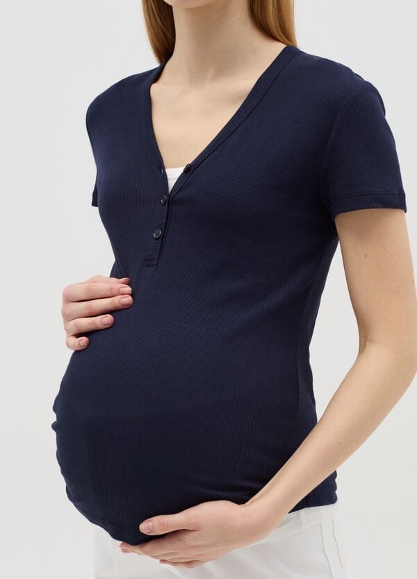 Ovs T-shirt Premaman A Costine Scollo Serafino