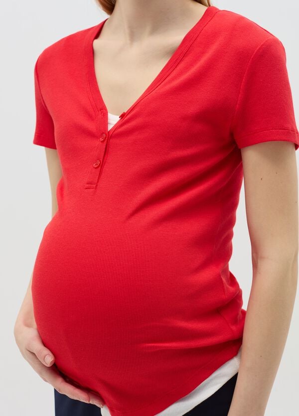 Ovs T-shirt Premaman A Costine Scollo Serafino