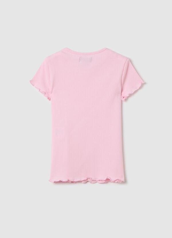 Ovs T-shirt Rosa A Costine Con Profili Ondulati