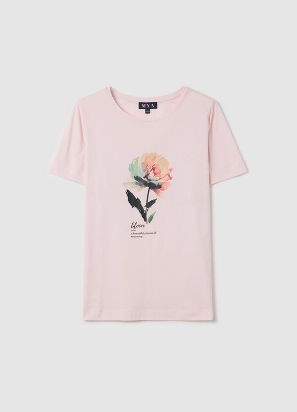 Ovs T-shirt rosa a maniche corte in cotone Curvy