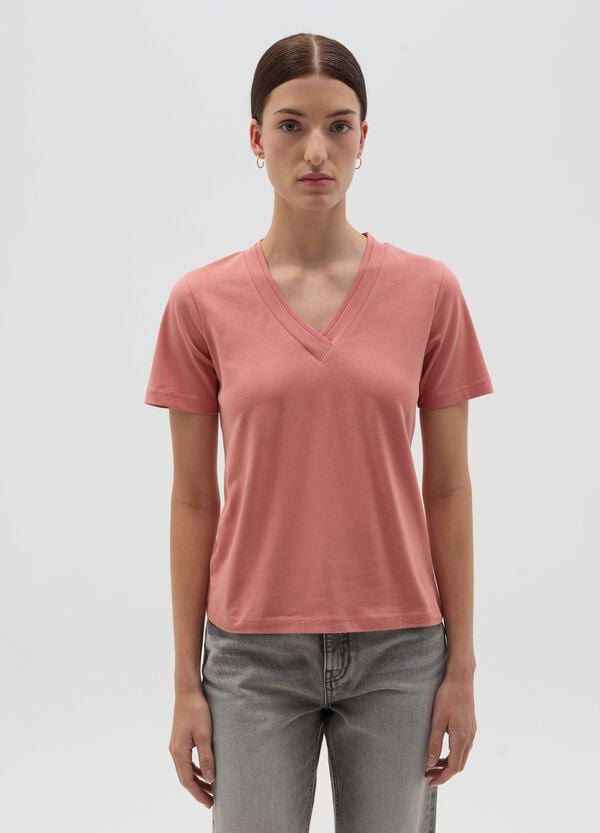 Ovs T-shirt Rosa Con Scollo A V