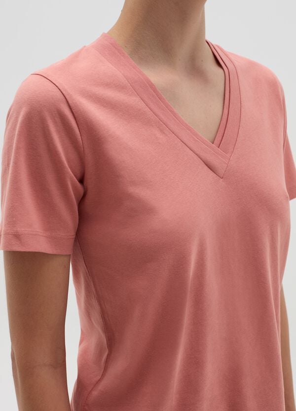 Ovs T-shirt Rosa Con Scollo A V