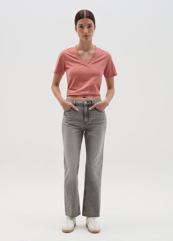 Ovs T-shirt rosa con scollo a V