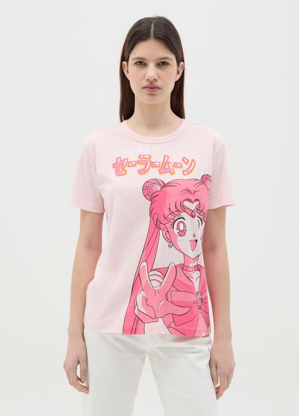 Ovs T-shirt Rosa In Cotone Con Stampa Sailor Moon