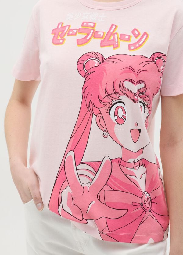 Ovs T-shirt Rosa In Cotone Con Stampa Sailor Moon