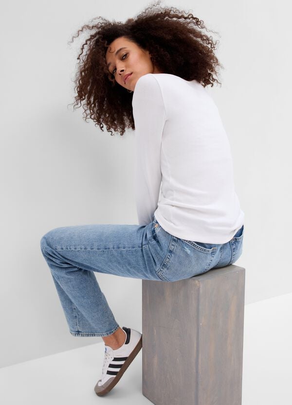 Ovs T-shirt Scollo A Barchetta In Cotone E Modal