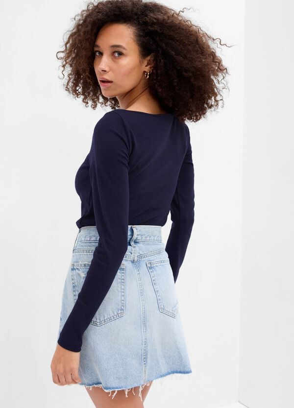 Ovs T-shirt scollo a barchetta in cotone e modal