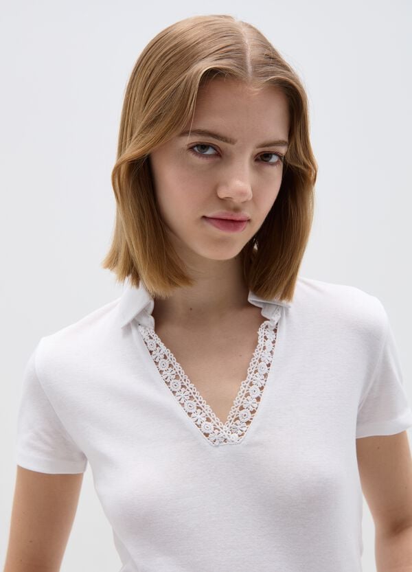 Ovs T-shirt Scollo A Polo Con Inserto Crochet