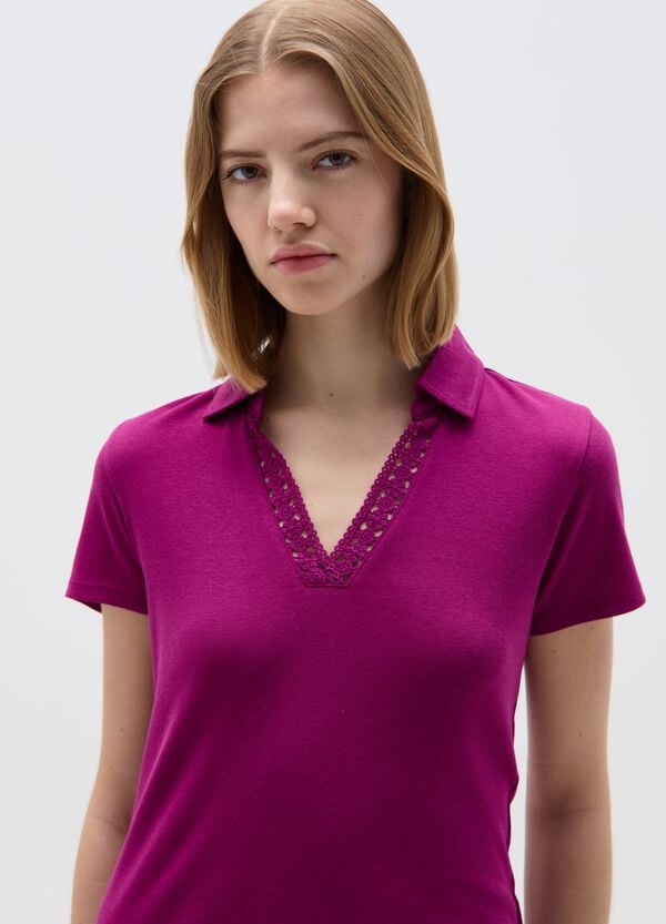 Ovs T-shirt scollo a polo con inserto crochet