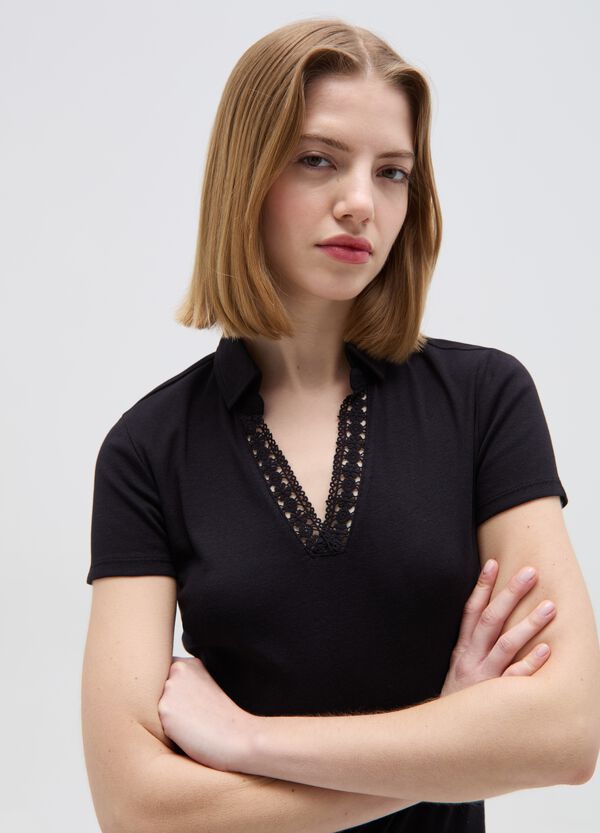 Ovs T-shirt Scollo A Polo Con Inserto Crochet
