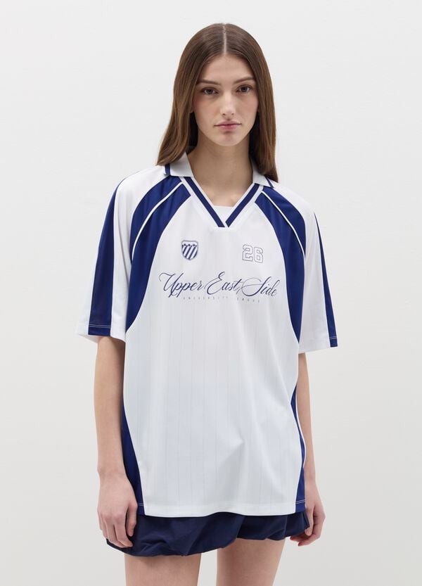 Ovs T-shirt Scollo A Polo Con Stampa College