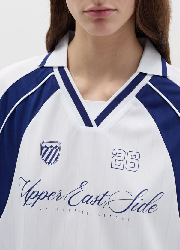 Ovs T-shirt Scollo A Polo Con Stampa College