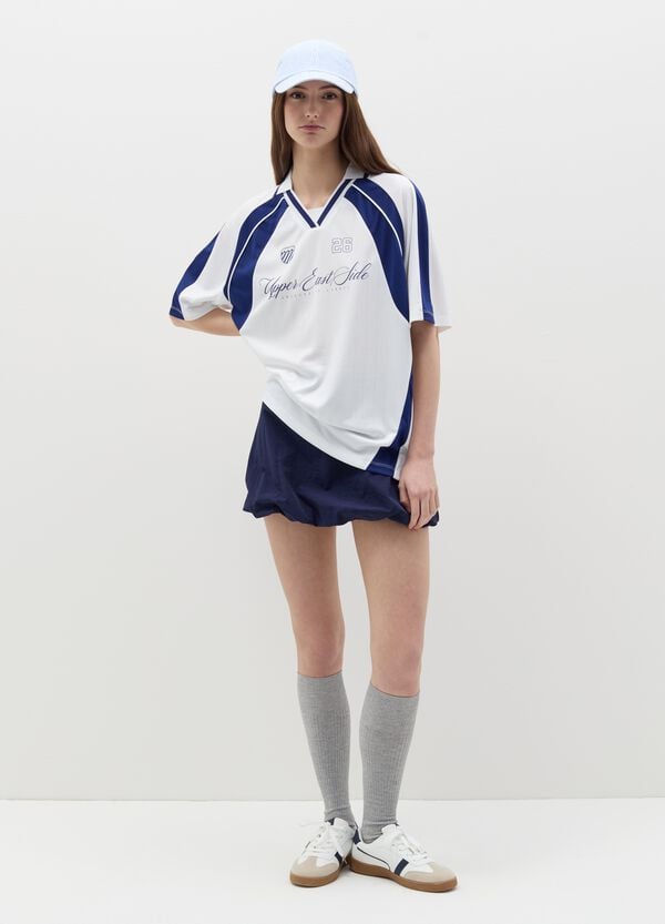 Ovs T-shirt scollo a polo con stampa college