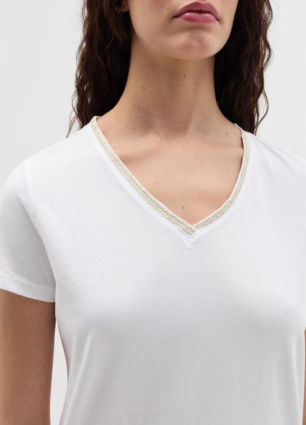 Ovs T-shirt Scollo A V Con Applicazione